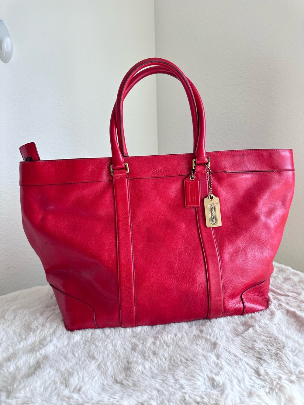 COACH Red Bleecker Legacy Leather Weekend Tote 70487